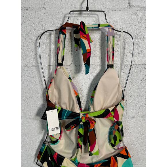Bar III Tropical print Cowlneck One-Piece Swimsuit  Multi S - Picture 7 of 13